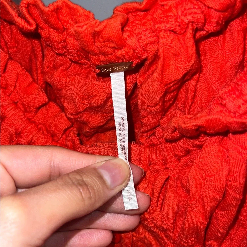 Free People Ladybug long-sleeve top red Long Sleeve Button Front Square Neck Top